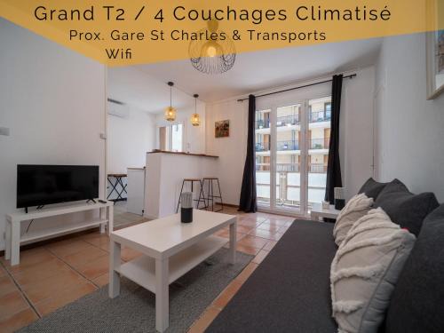 Saint-Charles Apartment | Appartement climatisé avec parking 4 couchages à 5min à pieds de la gare ST Charles