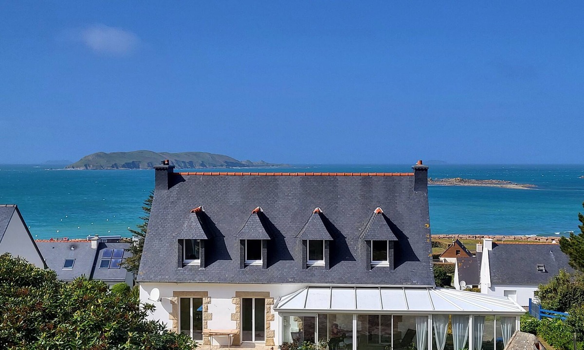 Trelevern House | Brittany holiday home sea view, conservatory, sleeps 8 near beach prime location