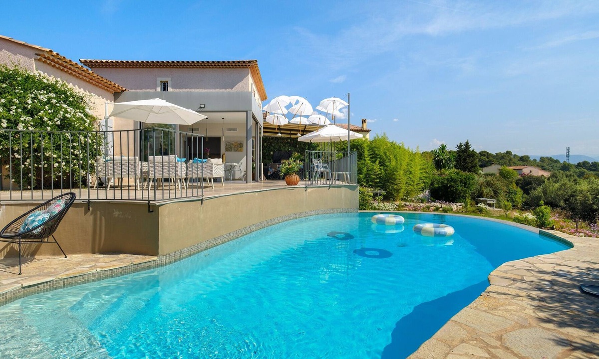 Valbonne Villa | Villa "Le Panorama d’Azur – Pool" with Sea View, Wi-Fi, and Air Conditioning